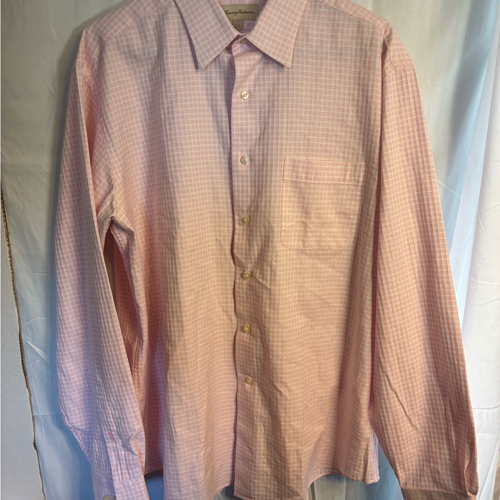 Tommy Bahama Light Pink Plaid Dress Shirt